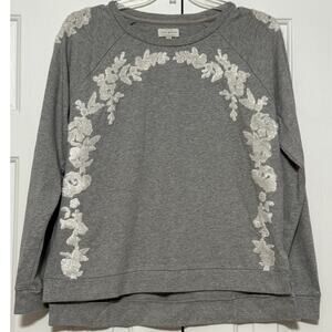 Lucky Brand Women's Embroidered Long Sleeve Crewneck Sweatshirt, Size L